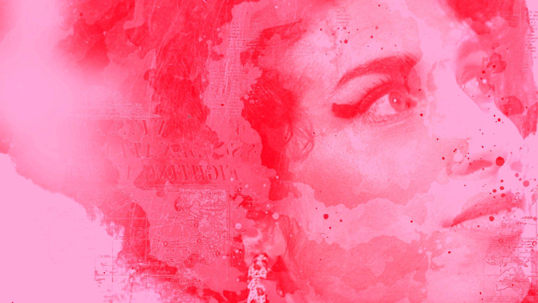 Amy Winehouse Memories — watercolour-style portrait of Amy Winehouse in red.